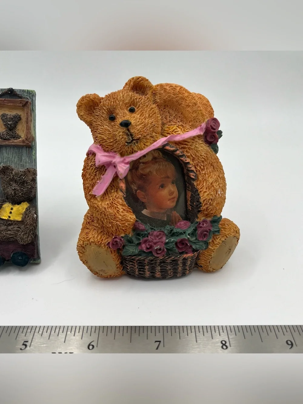Cottagecore Teddy Bear Mini Sculpted Resin Picture Photo Frame - Set of 2